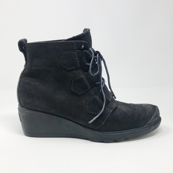 Sorel Toronto Waterproof Leather Suede Lace Up Wedge Snow Winter Boots 7.5 black - Picture 1 of 14